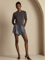 [Dark Gray] SilkSilky-UK 19Momme Stretch Silk Charmeuse Women's Shorts 008