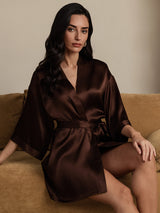 [Coffee] SilkSilky-UK 3/4 Sleeve Women's Dressing Gown 003