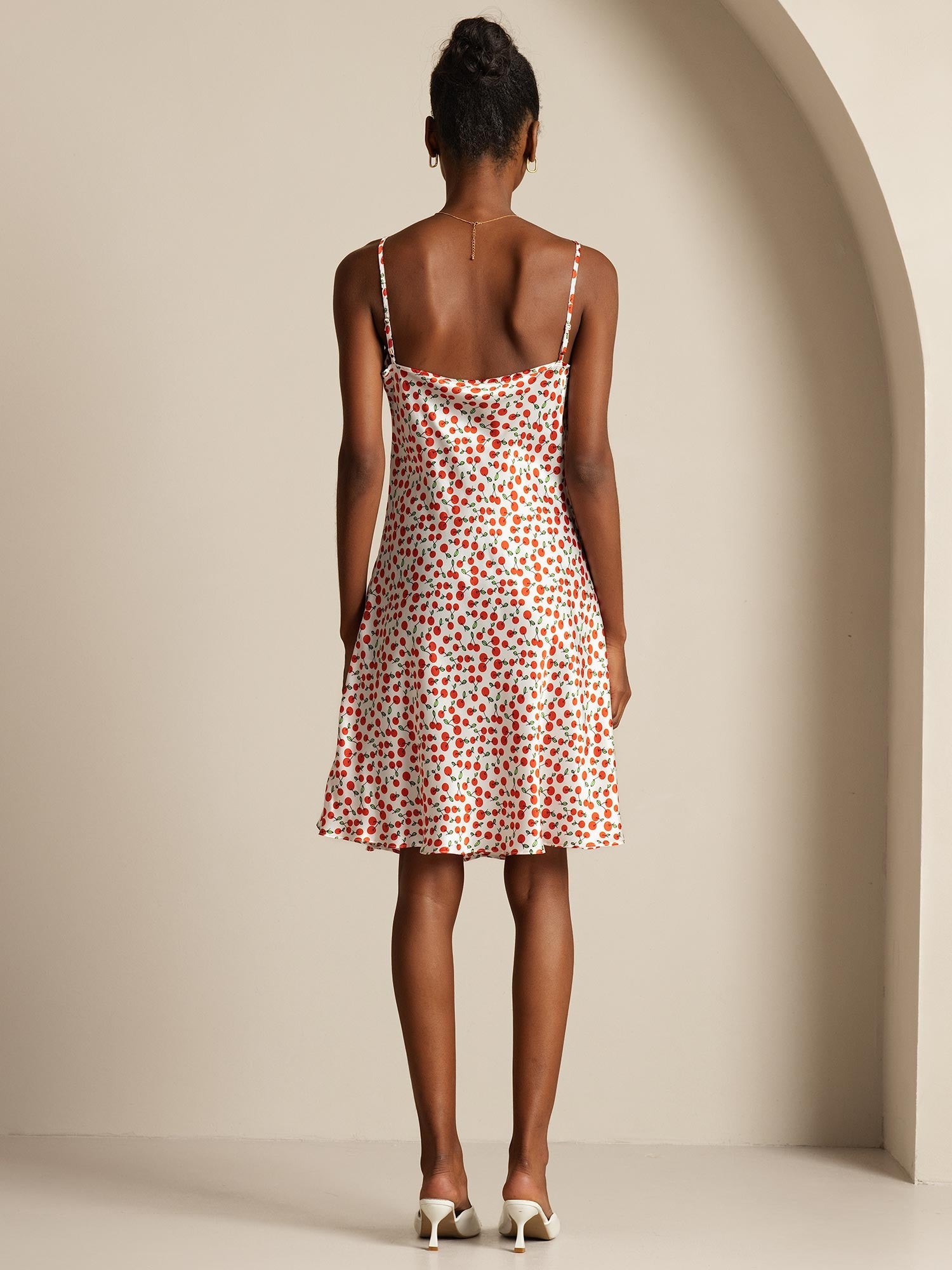 [Cherry] SilkSilky-UK Pure Silk V Neck Dress 002,