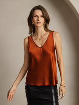 [Caramel] SilkSilky-UK Sleeveless V Neck Camisole 001