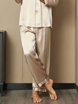 [Tan] SilkSilky-UK Pure Silk Mens Sleep Bottoms 004,