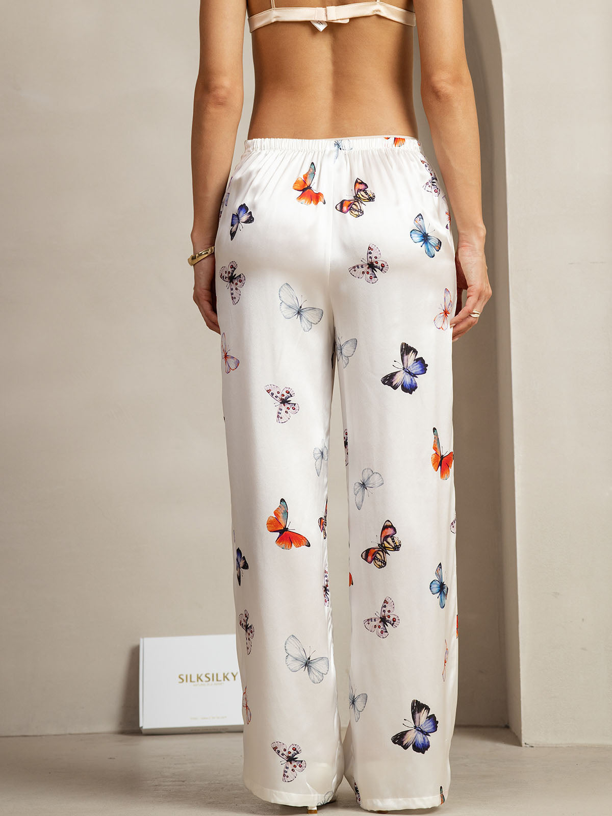 [White Butterfly] SilkSilky-UK 19Momme Silk Womens Pants 002