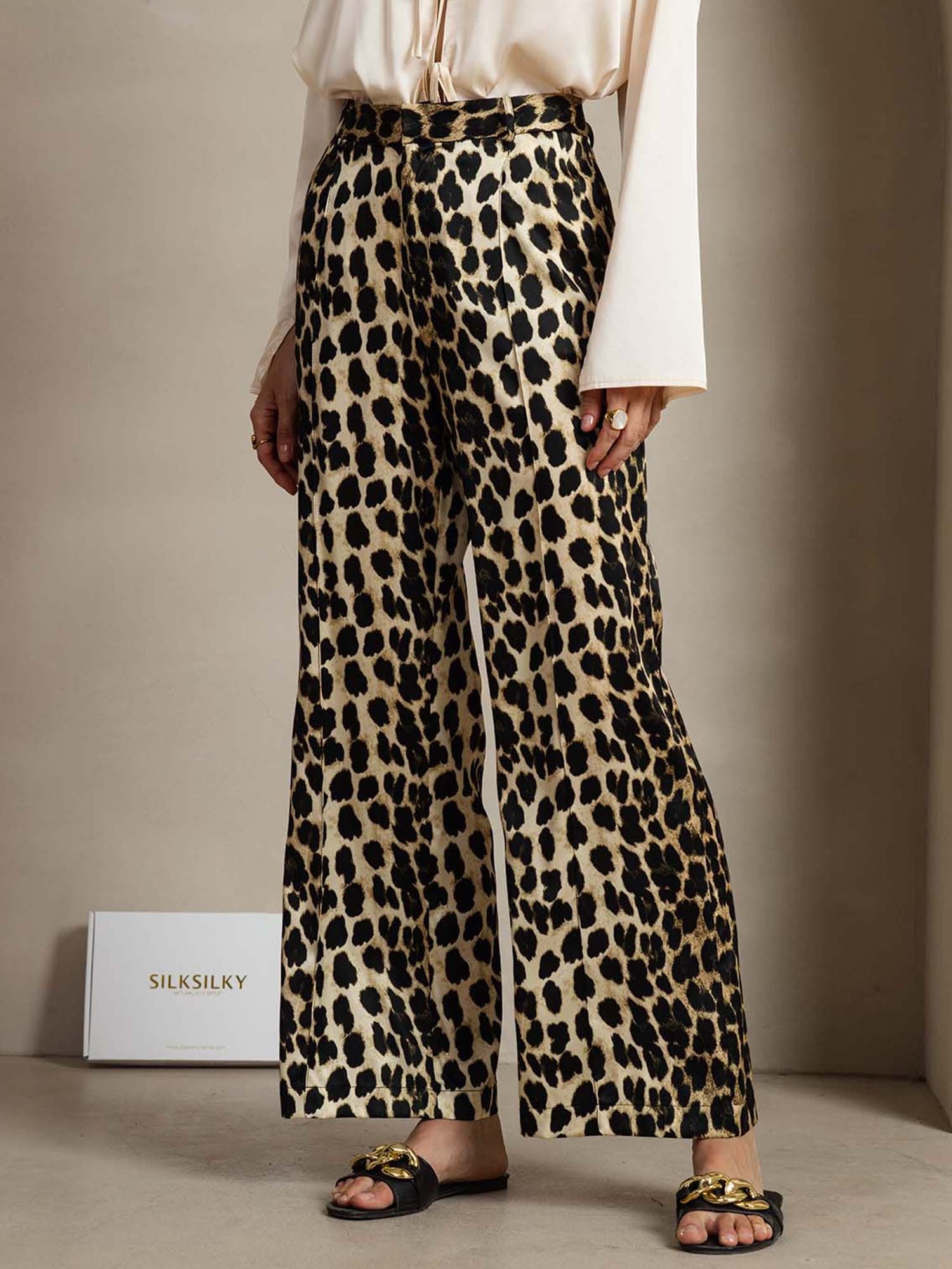 [Leopard] SilkSilky-UK 19Momme Silk Womens Pants 003