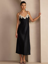 [Black] SilkSilky-UK Spaghetti Strap V Neck Dress 005