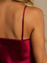[Wine] SilkSilky-UK Spaghetti Strap V Neck Nightdress 004