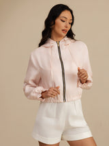 [Pink] SilkSilky-UK 18Momme Silk Satin Surah Long Sleeve High Neck Women's Outerwear 004