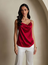 [Wine] SilkSilky-UK Spaghetti Strap Cowl Neck Camisole 006