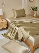 [Beige+Khaki] SilkSilky-UK 19Momme Pure Silk Bedding Set 001
