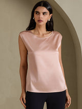 [Tuscany] SilkSilky-UK Cap Sleeve Round Neck Women's T-Shirt 001