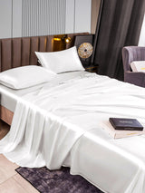 [White] SilkSilky-UK 22Momme Pure Silk Bedding Set 007,