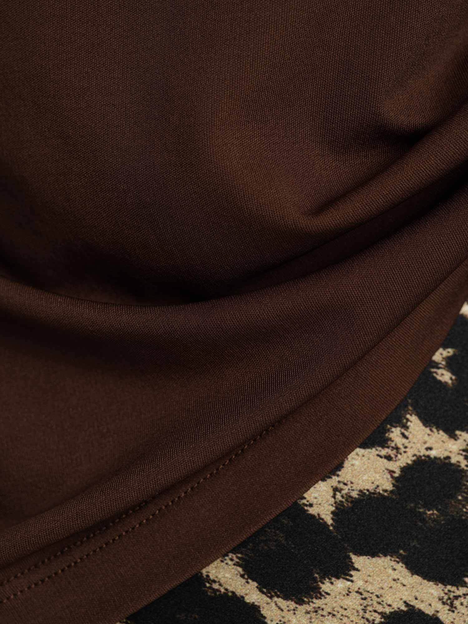 [Coffee] SilkSilky-UK Pure Silk V Neck Women's T-Shirt 005