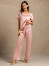 [Peach Skin] SilkSilky-UK 19Momme Machine-Washable Silk Short Sleeve Women's Pyjamas 006