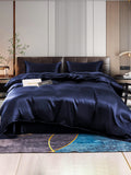 SilkSilky UK 22Momme Pure Silk Bedding Set DarkBlue 001