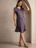 SilkSilky-UK Pure Silk Sleeveless V Neck Nightdress PurpleGray 005