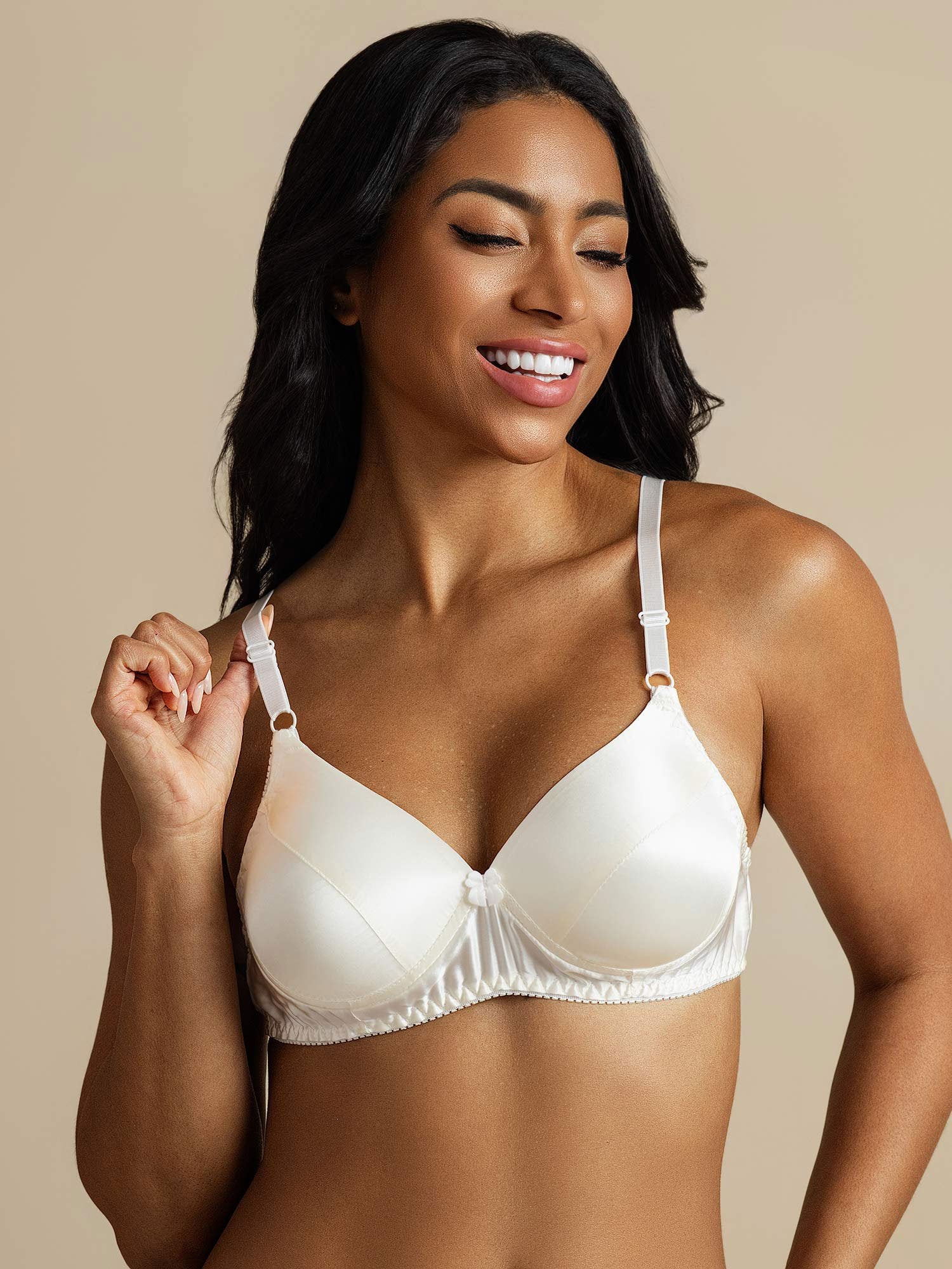 [White] SilkSilky-UK Pure Silk Bra 001,