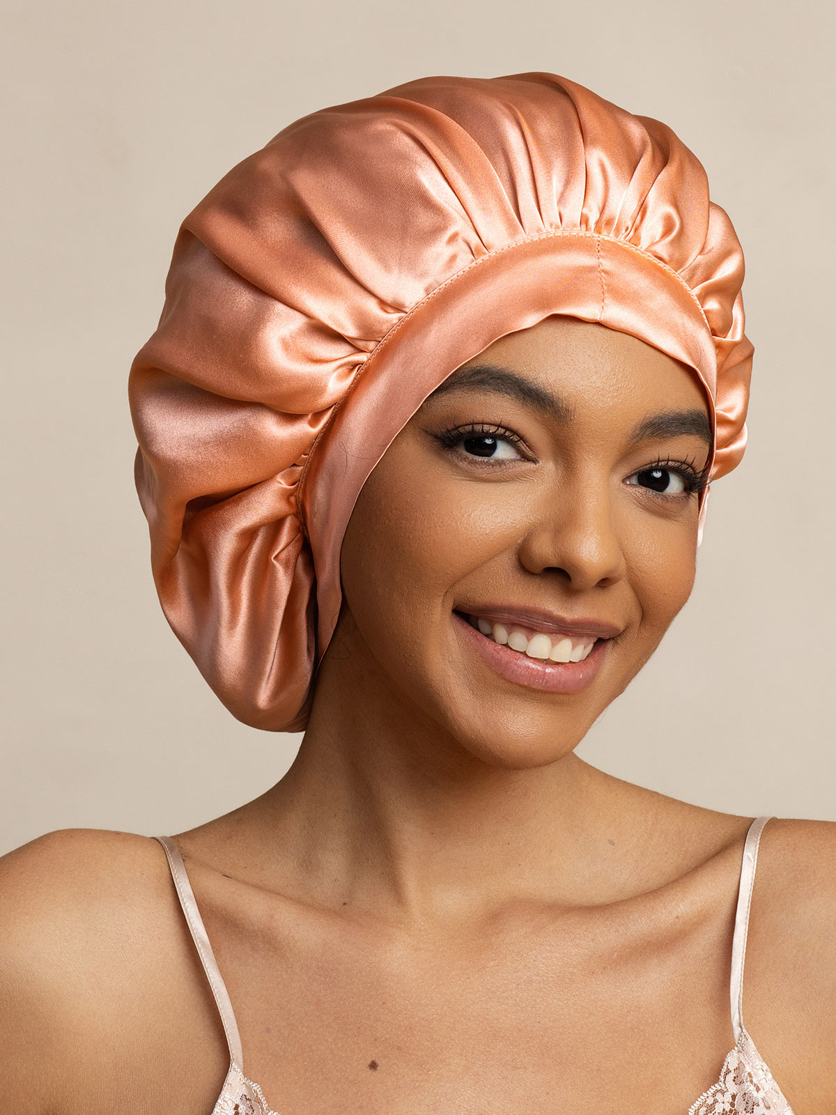 [Coral Pink] SilkSilky-UK Pure Silk Sleep Cap 004