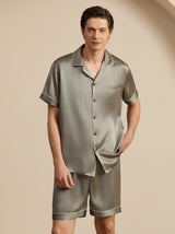 [Grayish Green] SilkSilky-UK Short Sleeve Notch Collar Men's Pyjamas 005