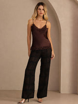 [Brown] SilkSilky-UK Spaghetti Strap V Neck Camisole 007