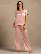 [Peach Skin] SilkSilky-UK 19Momme Machine-Washable Silk Short Sleeve Women's Pyjamas 007