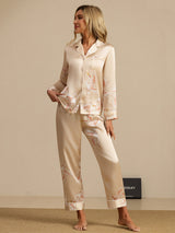 [Champagne] SilkSilky-UK Long Sleeve Lapel Collar Women's Pyjamas 001