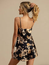 [Black Dragon] SilkSilky-UK Spaghetti Strap V Neck Camisole Set 002