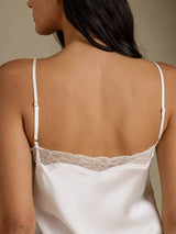 [White] SilkSilky-UK Spaghetti Strap Sweetheart Neck Nightdress 005