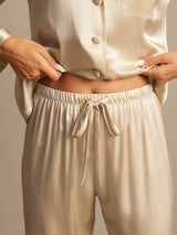 [Champagne] SilkSilky-UK Long Sleeve Lapel Collar Women's Pyjamas 007