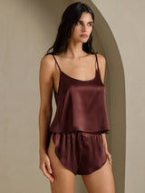 [Brown] SilkSilky-UK Spaghetti Strap Camisole Set 001