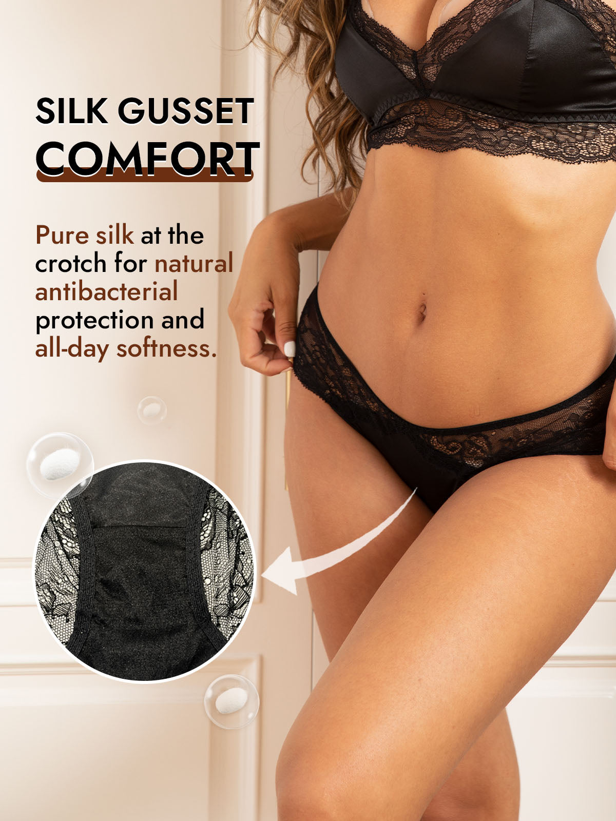 [Black] SilkSilky-UK 100% Silk Jersey Panty 004