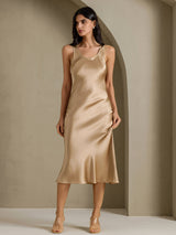 [Champagne Gold] SilkSilky-UK Sleeveless Dress 003