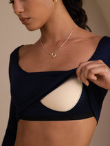 [Dark Blue] SilkSilky-UK Long Sleeve U Neck Women's T-Shirt 005