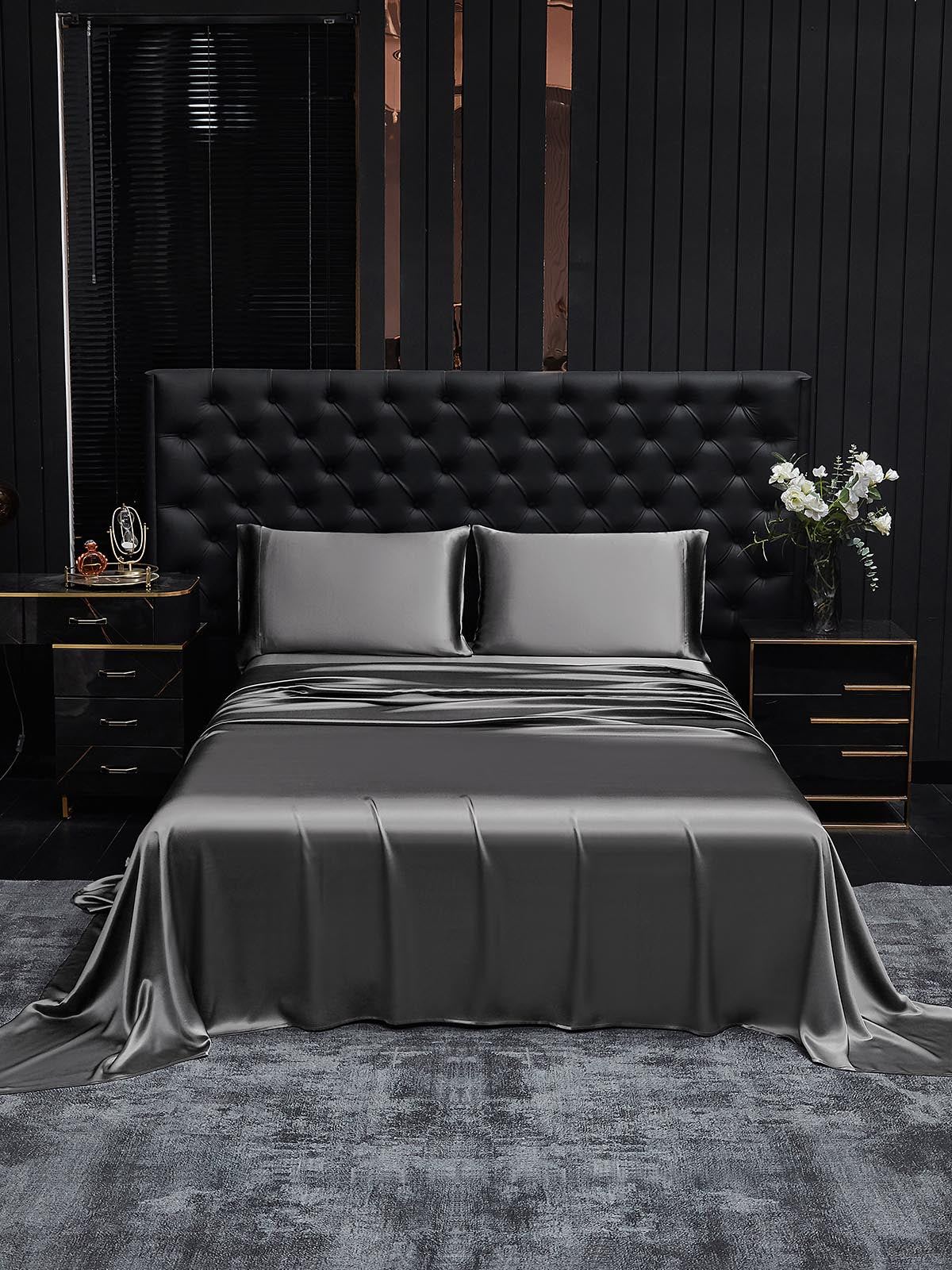 [Dark Gray] SilkSilky-UK 19Momme Pure Silk Bedding Set 002