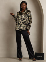 [Leopard] SilkSilky-UK Long Sleeve Lapel Collar Women's Shirt 007