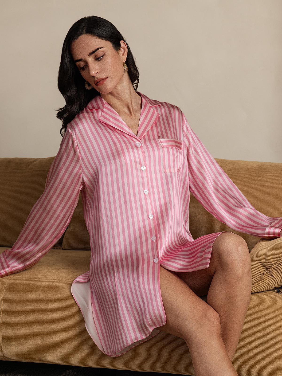 [Pink] SilkSilky-UK Pure Silk Nightshirt 008