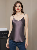 SilkSilky-UK Pure Silk Sleeveless V Neck Camisole PurpleGray 005