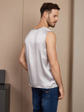 SilkSilky UK Pure Silk Sleeveless Mens T Shirt Silver 002