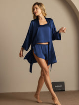 [Dark Blue] SilkSilky-UK Pure Silk Split Nightdress&Dressing gowns 006,