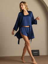 [Dark Blue] SilkSilky-UK 3/4 Sleeve Scoop Neck Women's Pyjamas 006