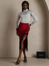 [Wine] SilkSilky-UK 19Momme Silk Split Skirt 001