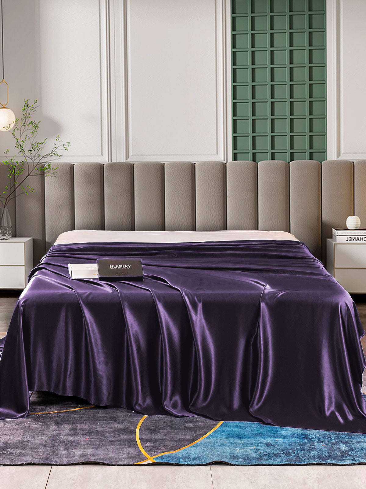 [Deep Purple] SilkSilky-UK 22Momme Pure Silk Sheet 001,