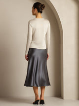 [Gray] SilkSilky-UK Long Sleeve Crew Neck Women's T-Shirt 012