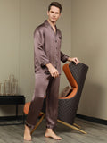 SilkSilky-UK Pure Silk Long Sleeve Lapel Men's Pyjamas Coffee 005