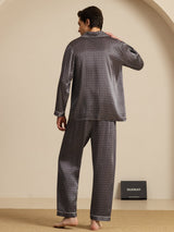 [Black Ginkgo] SilkSilky-UK 19Momme Long Sleeve Notch Collar Men's Pyjamas 002
