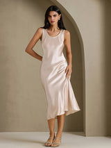 [Beige] SilkSilky-UK Sleeveless Dress 003