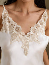 [White] SilkSilky-UK Spaghetti Strap V Neck Nightdress 004