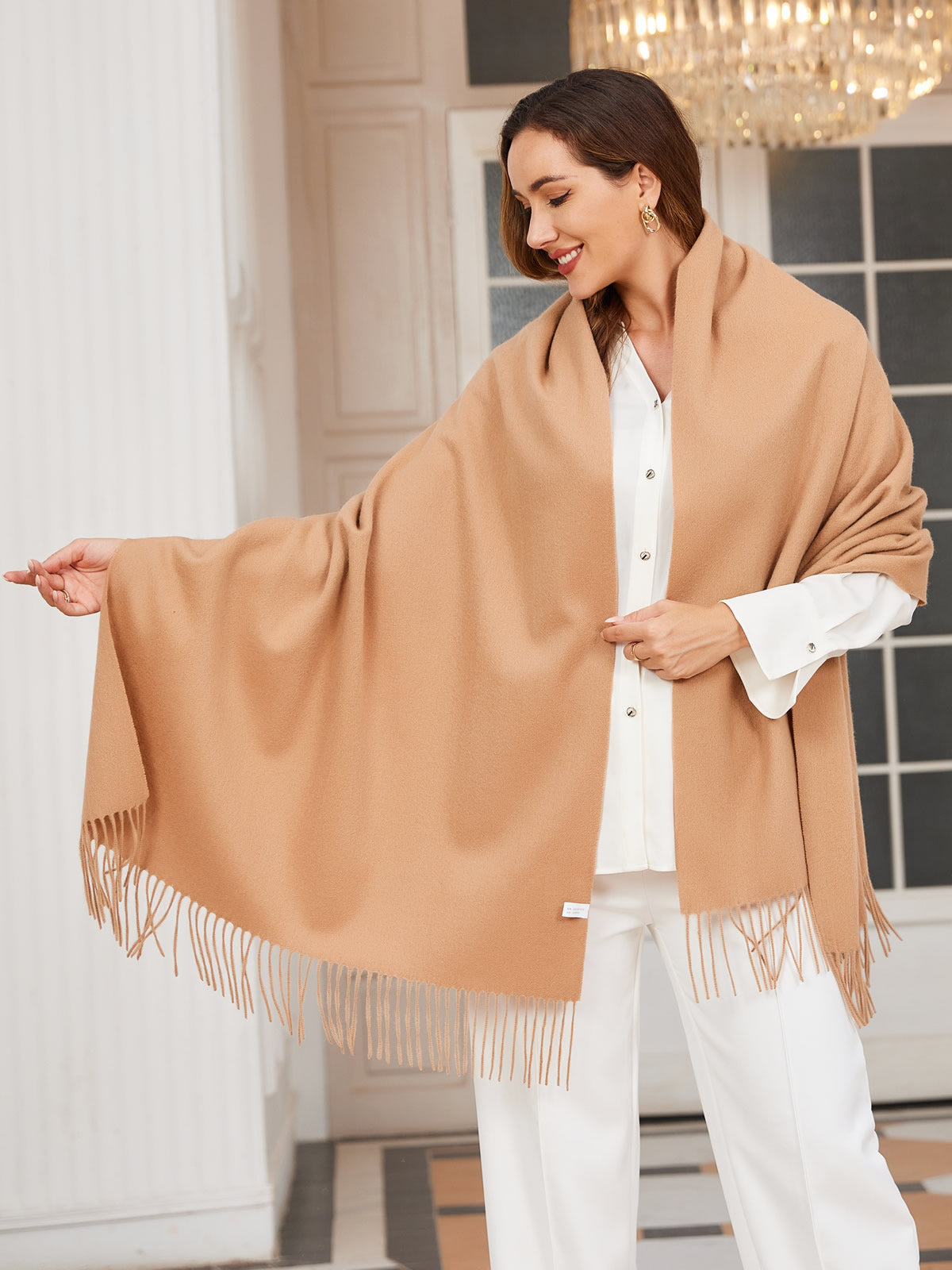 [Tan] SilkSilky-UK Wool Scarf 002