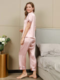 SilkSilky-UK Pure Silk Short Sleeve Lapel Women's Pyjamas Pink 004