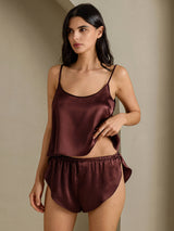 [Brown] SilkSilky-UK Spaghetti Strap Camisole Set 008