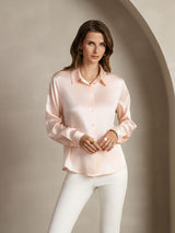 [Light Pink] SilkSilky-UK Long Sleeve Lapel Collar Women's Shirt 004