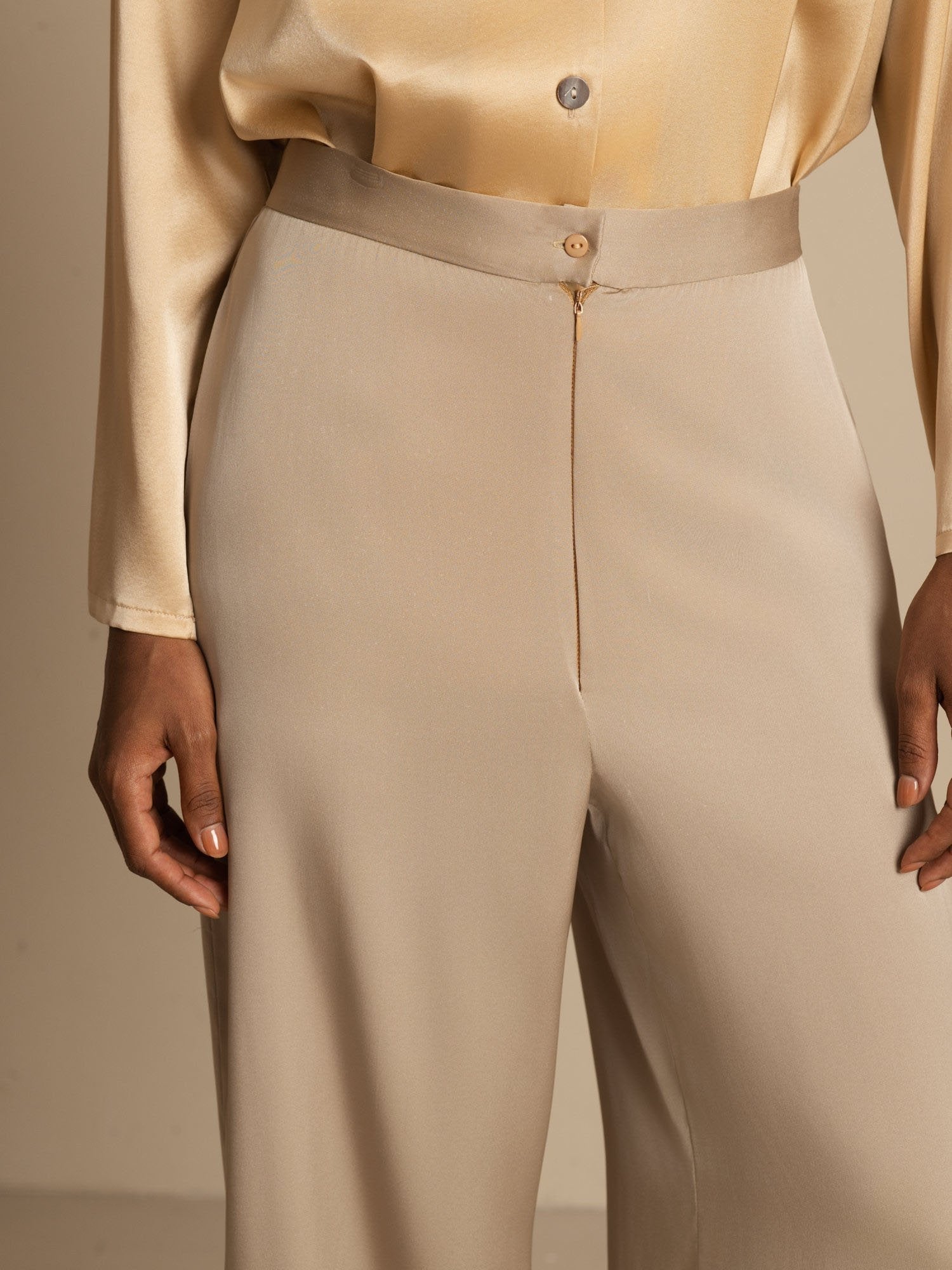 [Tan] SilkSilky-UK 19Momme Silk Womens Pants 004